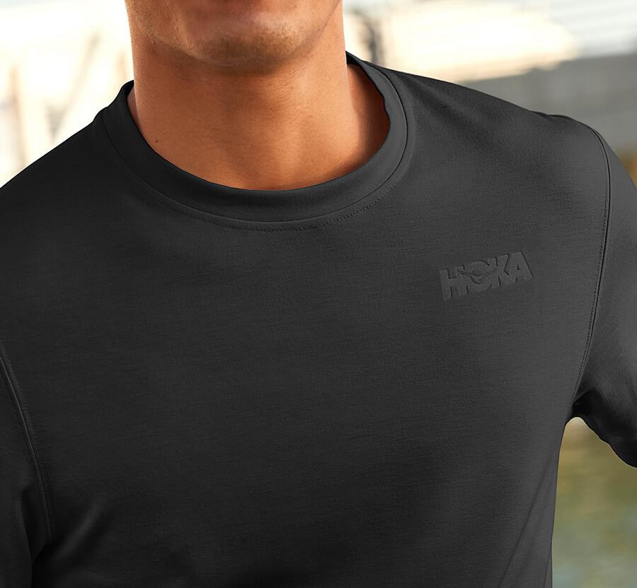 Hoka Australia One One Lifestyle - Mens Tee Black - VONFY-8759